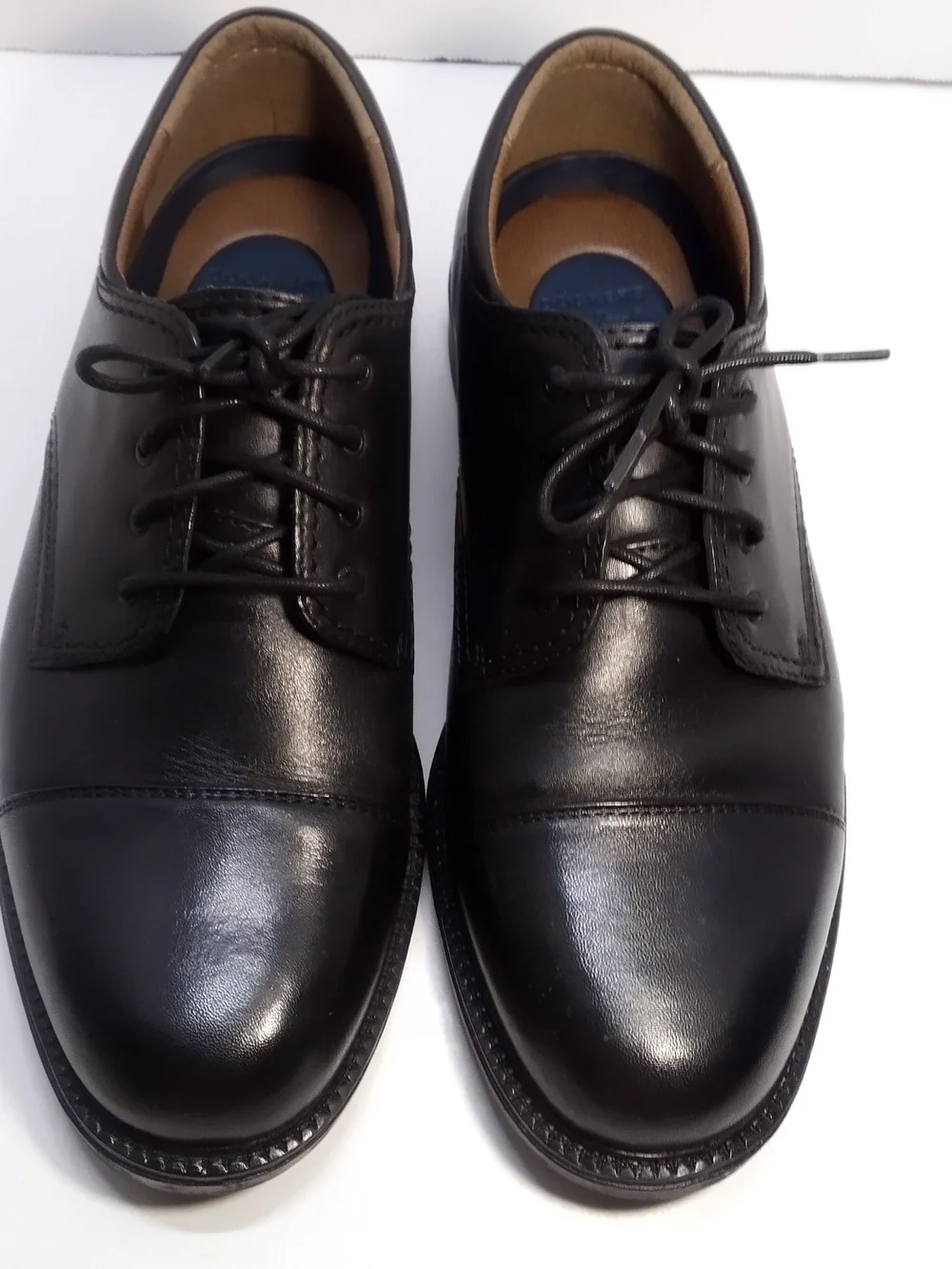 Dockers Black Cap-Toe Leather Derby Shoes Men's 11W